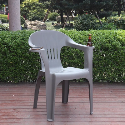 Gambar Soleil Kursi Teras Stacking Dengan Cup Holder - Abu-Abu