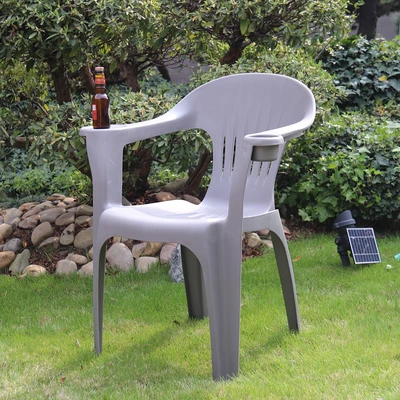 Gambar Soleil Kursi Teras Stacking Dengan Cup Holder - Abu-Abu