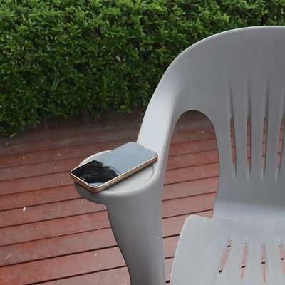 Gambar Soleil Kursi Teras Stacking Dengan Cup Holder - Abu-Abu
