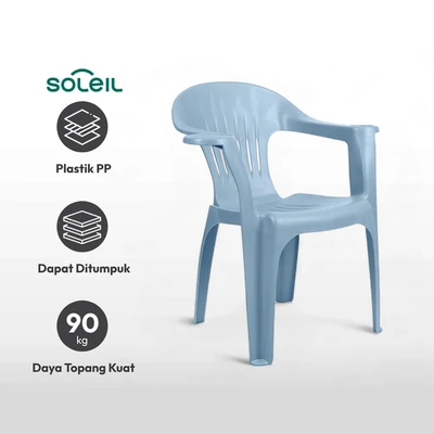 Gambar Soleil Kursi Teras Stacking Dengan Cup Holder - Biru Muda