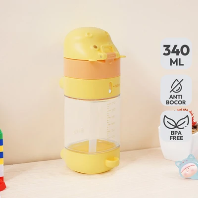 Gambar Ataru Botol Minum Anak Tritan Dengan Strap Hippo 340 ml - Oranye