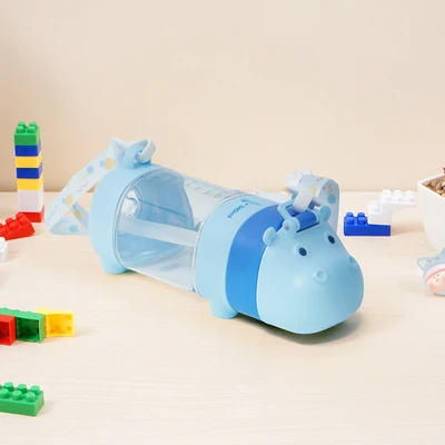 Gambar Ataru Botol Minum Anak Tritan Dengan Strap Hippo 340 ml - Biru