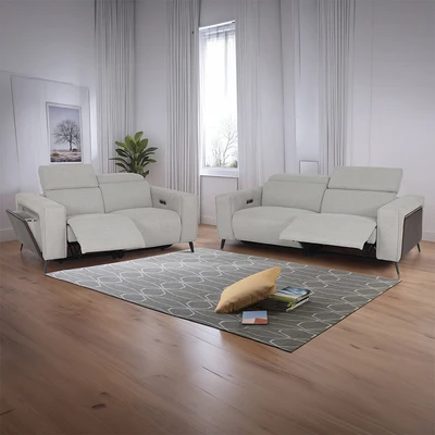 Gambar Ferrara Gilbert Set Sofa Recliner Fabric 2 & 3 Seater - Abu-Abu
