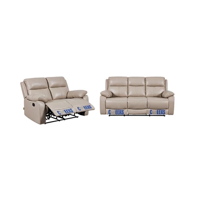 Gambar Cheers Mario Set Sofa Recliner Kulit 2 & 3 Seater - Cokelat Latte