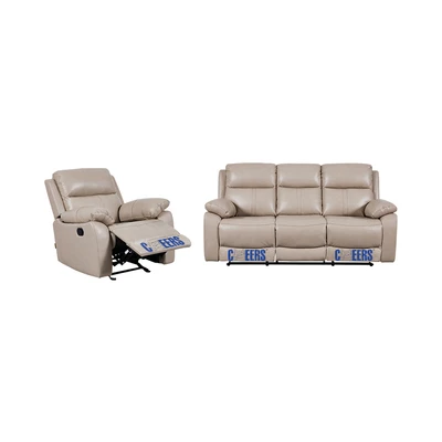 Gambar Cheers Mario Set Sofa Recliner Kulit 1 & 3 Seater - Cokelat Latte