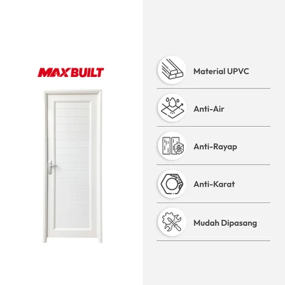 Gambar Maxbuilt Pintu Kamar Mandi UPVC Left 198x70x7 cm - Putih