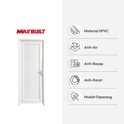 Gambar Maxbuilt 198x70x7 cm Pintu Kamar Mandi UPVC Right - Putih