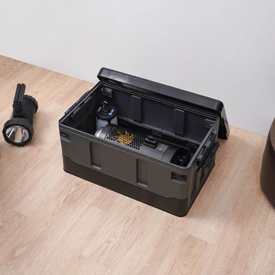 Gambar Maxbuilt Kotak Penyimpanan Lipat 50x30x25 cm - Hitam/Abu-Abu