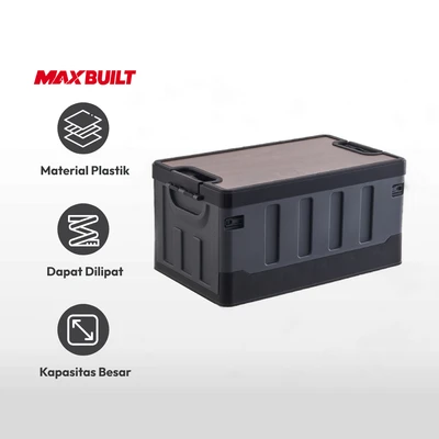 Gambar Maxbuilt 39x36x29 Cm Kotak Penyimpanan Lipat - Hitam/abu-abu