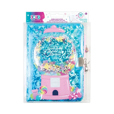 Gambar Make It Real Set Bubble Gum Glitter Lock Journal & Pulpen
