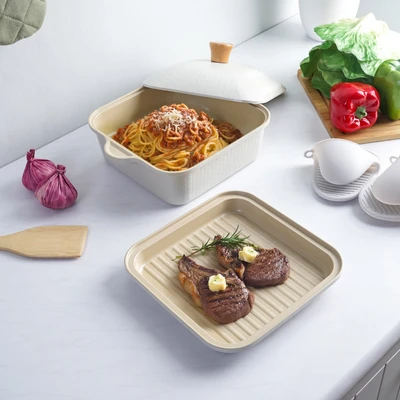 Gambar Kris Nemona Air Wajan Panggang & Hot Pot 2 In 1 Non-Stick Ceramic Coating - Putih