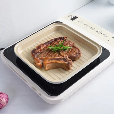 Gambar Kris Nemona Air Wajan Panggang & Hot Pot 2 In 1 Non-Stick Ceramic Coating - Putih