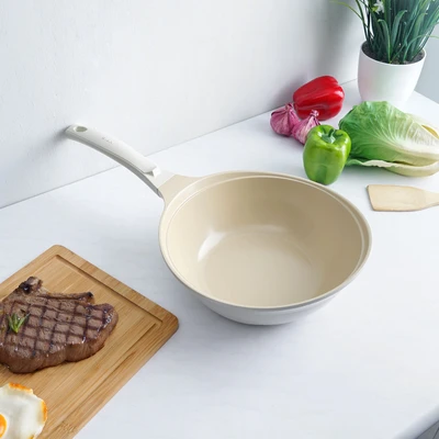 Gambar Kris Colormic Wajan Penggorengan Wok Aluminium 26 cm - Krem Beige