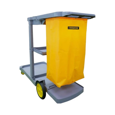 Gambar Krisbow Troli Kebersihan Dengan Holder 121x53x100 cm - Abu-Abu