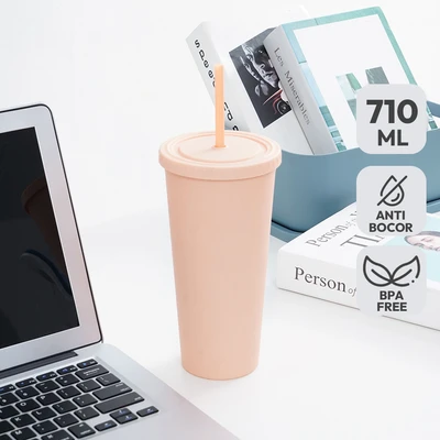 Gambar Appetite Tami Botol Minum Plastik Dengan Sedotan 710 ml - Peach