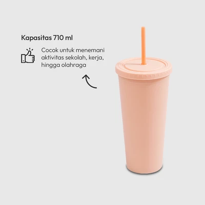 Gambar Appetite Tami Botol Minum Plastik Dengan Sedotan 710 ml - Peach