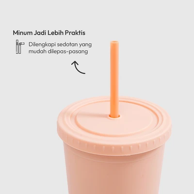 Gambar Appetite Tami Botol Minum Plastik Dengan Sedotan 710 ml - Peach