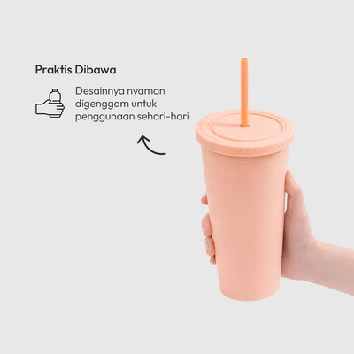 Gambar Appetite Tami Botol Minum Plastik Dengan Sedotan 710 ml - Peach