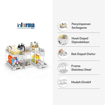 Gambar Informa Set Kaori Rak Penyimpanan 2 Tingkat 21x39x34 cm - Putih
