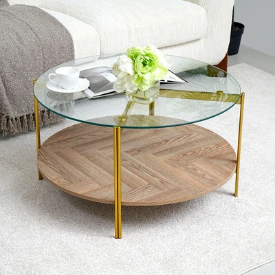 Gambar Informa Vega Meja Tamu Round - Cokelat Walnut