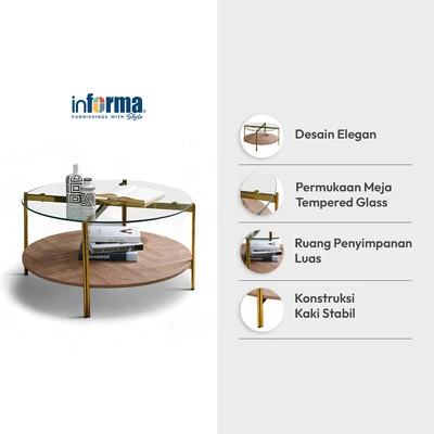 Gambar Informa Vega Meja Tamu Round - Cokelat Walnut