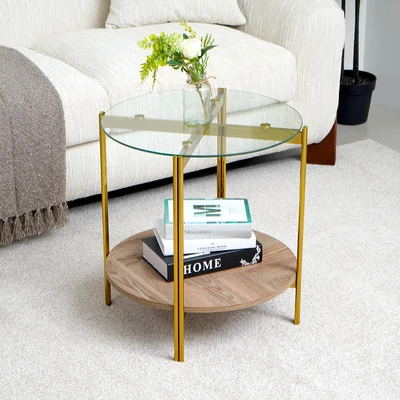 Gambar Informa Vega Meja Sisi Round - Cokelat Walnut