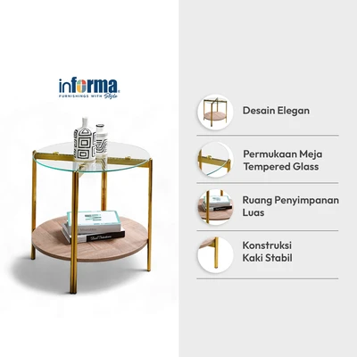 Gambar Informa Vega Meja Sisi Round - Cokelat Walnut