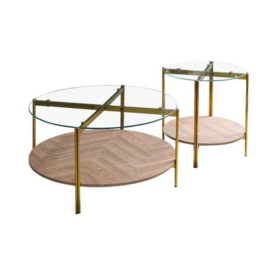Gambar Informa Vega Meja Tamu Dan Meja Sisi Round Set 2 pcs - Cokelat Walnut