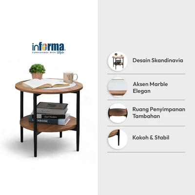 Jual Informa Victory Meja Sisi Round Cokelat Walnut Terbaru | Ruparupa