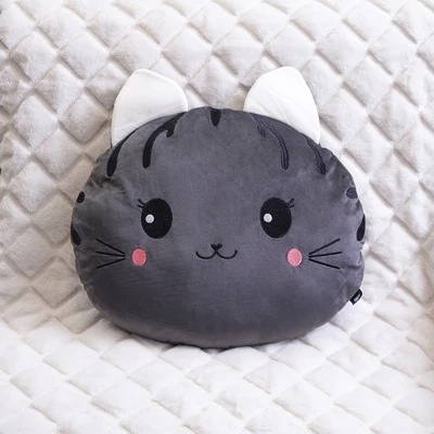 Gambar Ataru Bantal Sofa Polyester Cat Round - Abu-Abu