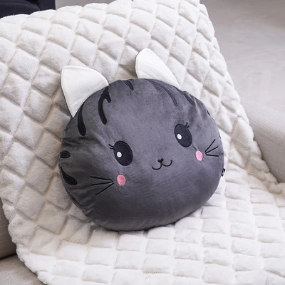 Gambar Ataru Bantal Sofa Polyester Cat Round - Abu-Abu