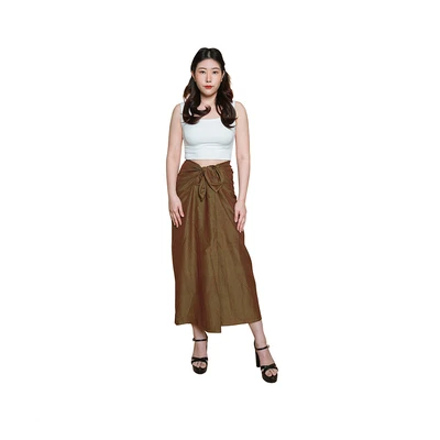 Gambar Pendopo Rok Ikat Wanita Sarung Tali Endek Plain - Cokelat