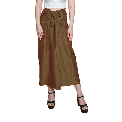 Gambar Pendopo Rok Ikat Wanita Sarung Tali Endek Plain - Cokelat