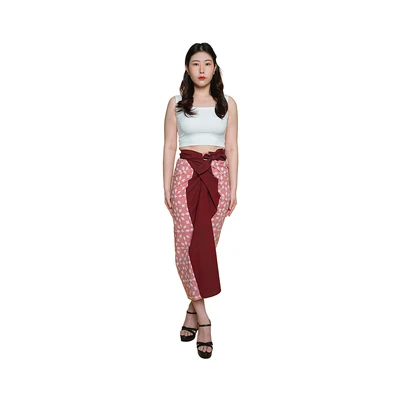 Gambar Pendopo Rok Ikat Wanita Sarung Tali Batik Endek Gianyar Freesize - Merah