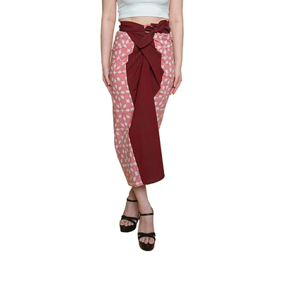 Gambar Pendopo Rok Ikat Wanita Sarung Tali Batik Endek Gianyar Freesize - Merah