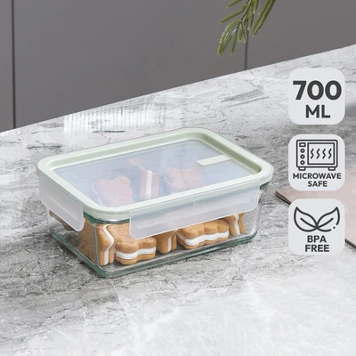 Gambar Glasslock Sens Wadah Makanan Rectangle 700 ml - Hijau