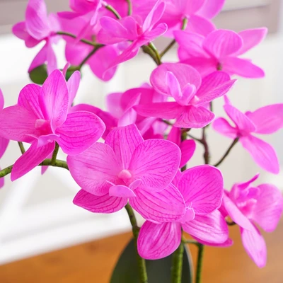 Gambar Arthome Bunga Artifisial Orchid 3 Tangkai Dengan Pot 16x32x54 cm - Ungu