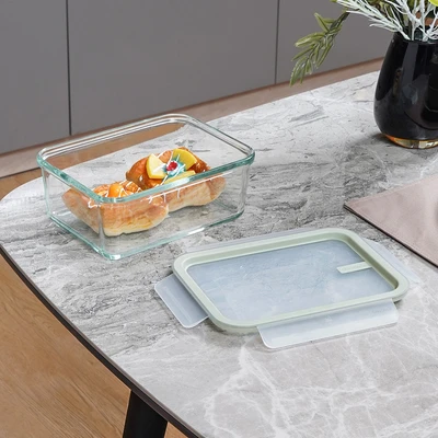 Gambar Glasslock Sens Wadah Makanan Rectangle 1.35 Liter - Hijau