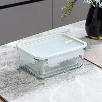 Gambar Glasslock Sens Wadah Makanan Rectangle 1.35 Liter - Hijau