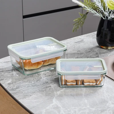 Gambar Glasslock Sens Wadah Makanan Rectangle 1.35 Liter - Hijau