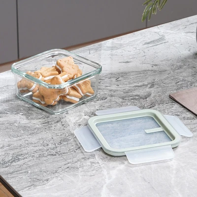 Gambar Glasslock Sens Wadah Makanan Square 450 ml - Hijau