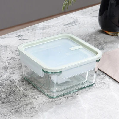Gambar Glasslock Sens Wadah Makanan Square 450 ml - Hijau