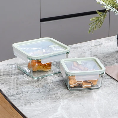 Gambar Glasslock Sens Wadah Makanan Square 450 ml - Hijau