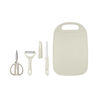 Gambar Culinart Pisau Dapur Dengan Talenan Set 4 pcs - Putih