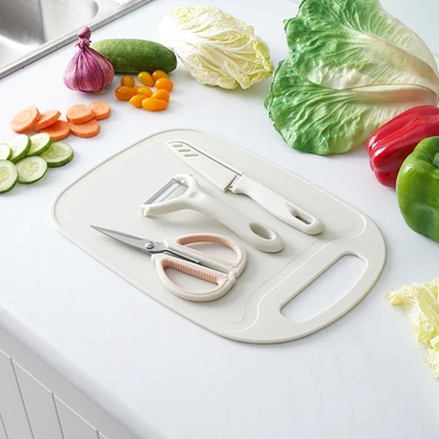 Gambar Culinart Pisau Dapur Dengan Talenan Set 4 pcs - Putih