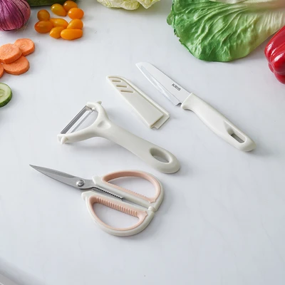 Gambar Culinart Pisau Dapur Dengan Talenan Set 4 pcs - Putih