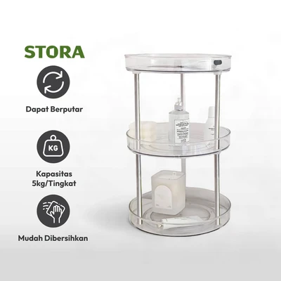 Gambar Stora Organizer Meja 3 Tingkat Putar Round