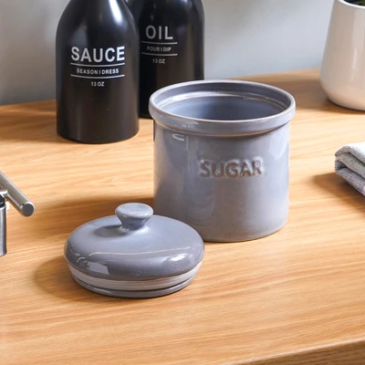 Gambar Appetite Ivy Stoples Gula Stoneware Dengan Tutup 500 ml - Abu-abu