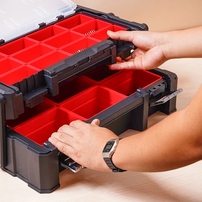 Gambar Maxbuilt Kotak Perkakas Dengan Kompartemen Removable - Hitam/Merah