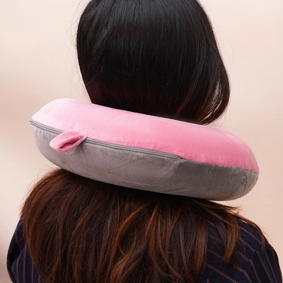 Gambar Passport 30x30 cm Bantal Leher Travel - Pink Sakura Bloom/Abu-Abu